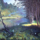 Картина под названием "Лесная река" - Nikolay Shallow, Подлинное произведение искусства, Масло