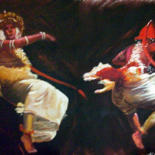 Painting titled "Twin Twirls" by Nilantha Vidanarachchi, Original Artwork, Oil Mounted on Wood Stretcher frame