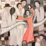 Painting titled "THE PARTY" by Nilda Raw, Original Artwork, Oil