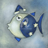 Zeichnungen mit dem Titel "Mondfisch" von Nina Boos, Original-Kunstwerk, Kreide
