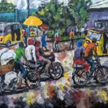 Painting titled "WHEN YOU CLOSE YOUR…" by Noah Bugingo, Original Artwork, Acrylic Mounted on Wood Stretcher frame