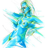 Drawing titled "Blue skin" by Art De Noé, Original Artwork, Acrylic