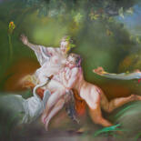 Pittura intitolato "Leda and swan..." da Nusret Aktay, Opera d'arte originale, Olio