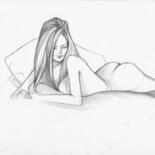 Drawing titled "Donna nuda" by O-Hido Sonia Art, Original Artwork, Ballpoint pen