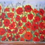 Painting titled "coquelicots plan ra…" by Ode, Original Artwork, Oil