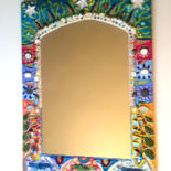 Design intitulée "miroir mural art pe…" par Odile Maffone, Œuvre d'art originale, Accessoires