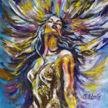 Картина под названием "Flight hair" - Oksana Almiz, Подлинное произведение искусства, Масло