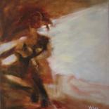 Painting titled "Begining" by Oksana Veber, Original Artwork, Oil Mounted on Wood Stretcher frame