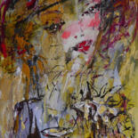 Painting titled "Dreamy girl" by Oksana Veber, Original Artwork, Acrylic Mounted on Wood Stretcher frame