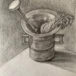 Рисунок под названием "Приготовление специи" - Оксана Верстюк, Подлинное произведение искусства, Карандаш
