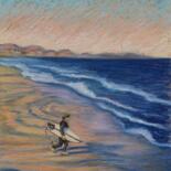 Dessin intitulée "Valencia beach in w…" par Oksana Muzyka, Œuvre d'art originale, Pastel
