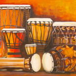 Pintura intitulada "African Musical Ins…" por Olaoluwa Smith, Obras de arte originais, Acrílico
