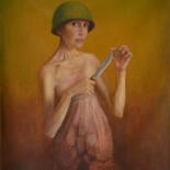 Painting titled "The girl with a kni…" by Oleg Radvan, Original Artwork, Oil