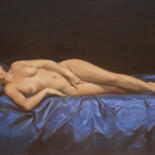 Pintura titulada "Nude on blue (2)" por Oleg Sergeev, Obra de arte original, Pastel