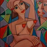 Pintura titulada "Mulher em pensamento" por Olena Blinnikova, Obra de arte original, Oleo Montado en Bastidor de camilla de…