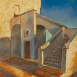 Dessin intitulée "Moroccan Courtyard" par Olesya Turukina, Œuvre d'art originale, Pastel