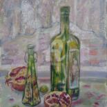 Painting titled "Pomegranate and gre…" by Olga Bagina, Original Artwork, Oil