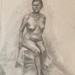 Рисунок под названием "Обнаженная дама на…" - Olga Selezneva, Подлинное произведение искусства, Карандаш