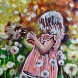 Painting titled "Girl on the field.…" by Olga Koval, Original Artwork, Oil