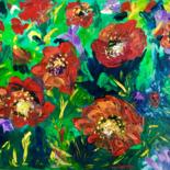 Painting titled "Salute of poppies.…" by Olga Koval, Original Artwork, Oil