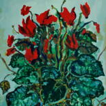 Painting titled "ciclamino scarlatto" by Olga Polichtchouk, Original Artwork, Acrylic