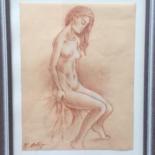 Drawing titled "pose nue" by Michel Ortega, Original Artwork, Chalk