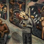 Peinture intitulée "Voyage souterrain" par Oscar Olarte, Œuvre d'art originale, Aquarelle Monté sur Carton