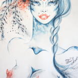 Картина под названием "Julia" - Iryna Tatur, Подлинное произведение искусства, Чернила