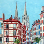 Peinture intitulée "cathedrale de Bayon…" par Jean Parraud, Œuvre d'art originale, Huile