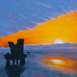 Painting titled "Contre-jour Orange" by Pascal Genevois, Original Artwork, Acrylic Mounted on Wood Stretcher frame