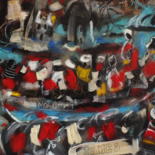 Painting titled "Le bac Zanzibar" by Pascal Milcendeau, Original Artwork, Acrylic Mounted on Wood Stretcher frame