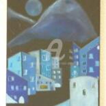 Painting titled "Village noctune. 09" by Pascal Russi (PRussi), Original Artwork