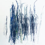 Drawing titled "Ecorces liane - bleu" by Pascale Aurignac, Original Artwork, Ink