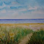 Painting titled "vue sur mer" by Pascale Coutoux, Original Artwork, Watercolor