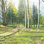 Painting titled "Le parc de Trédion…" by Pascal Riviere, Original Artwork, Acrylic