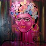 Painting titled "Flowers of Frida Ka…" by Patrícia Dos Reis, Original Artwork, Oil