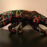 Sculpture titled "Pop art Panther.jpg" by Patricia Ducept (Art'Mony), Original Artwork, Resin