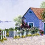 Peinture intitulée "Seaside Cottage" par Patrick Antonelle, Œuvre d'art originale, Huile