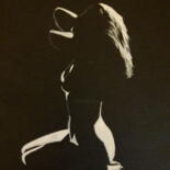 Painting titled "femme dans l'ombre" by Patrick Genet, Original Artwork, Gouache Mounted on Aluminium