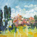 Peinture intitulée "Village de Toscane" par Patrick Marie, Œuvre d'art originale, Huile Monté sur Châssis en bois