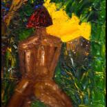 Painting titled "Femme du temple" by Patrick Tubaro, Original Artwork, Oil Mounted on Other rigid panel