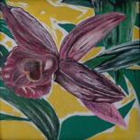 Painting titled ""Orchidée 2"" by Patrizia Pic, Original Artwork, Acrylic Mounted on Other rigid panel