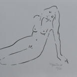 Tekening getiteld "Nu féminin n° 60" door Paul Maulpoix, Origineel Kunstwerk, Zeefdruk