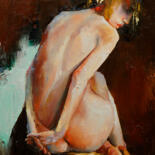 Painting titled "under the shadow" by Pavel Filin, Original Artwork, Oil Mounted on Wood Stretcher frame