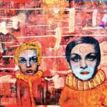 Malerei mit dem Titel "Clowns" von Pavel Kuragin, Original-Kunstwerk, Acryl