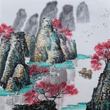 Painting titled "Reflets" by Le Men Ji, Original Artwork, Ink