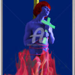 Photography titled "Jeanne d'Arc fluo" by Pierre Boillon, Original Artwork, Digital Photography Mounted on Aluminium