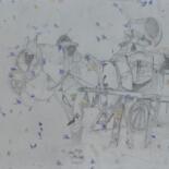 Disegno intitolato "Vendanges  dans l'A…" da Pedrola Alban, Opera d'arte originale, Matita Montato su Altro pannello rigido