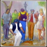 Painting titled "petanque-dans-le-pa…" by Maxemile, Original Artwork, Oil