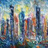 Peinture intitulée "City Skyline XL 1" par Peter Nottrott, Œuvre d'art originale, Acrylique